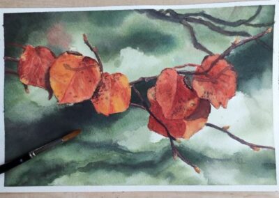 Aquarell mit Herbstlaub