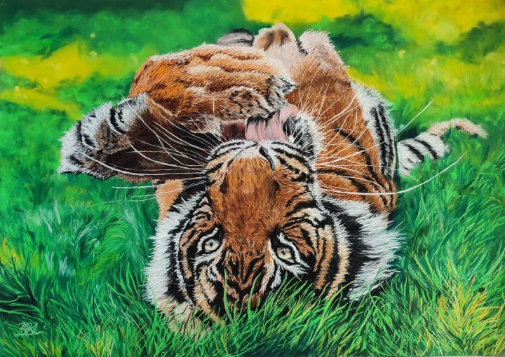 Taylor-in-relaxiation-modug-Wildlifeportrait_in_pastell Tiger Taylor in relaxitation Modus Wildlife Pastellportrai